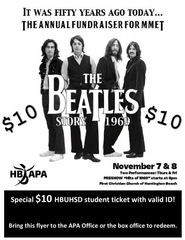 $10 BEATLES ticket for HBUHSD students/APA alumni!
