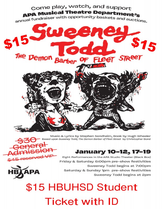 SPECIAL STUDENT TICKETS FOR SWEENEY TODD
